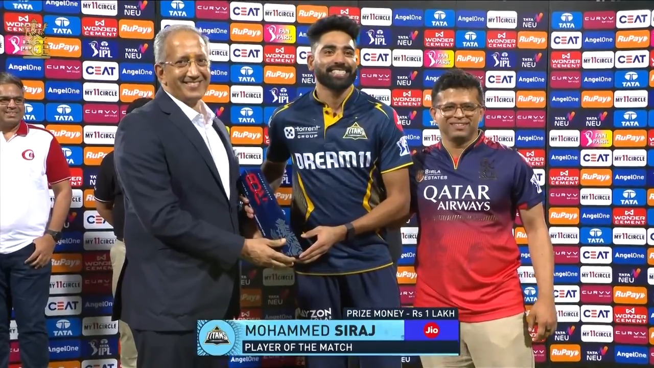 IPL 2025 M14: RCB vs GT - Player of the Match - Mohammad Siraj