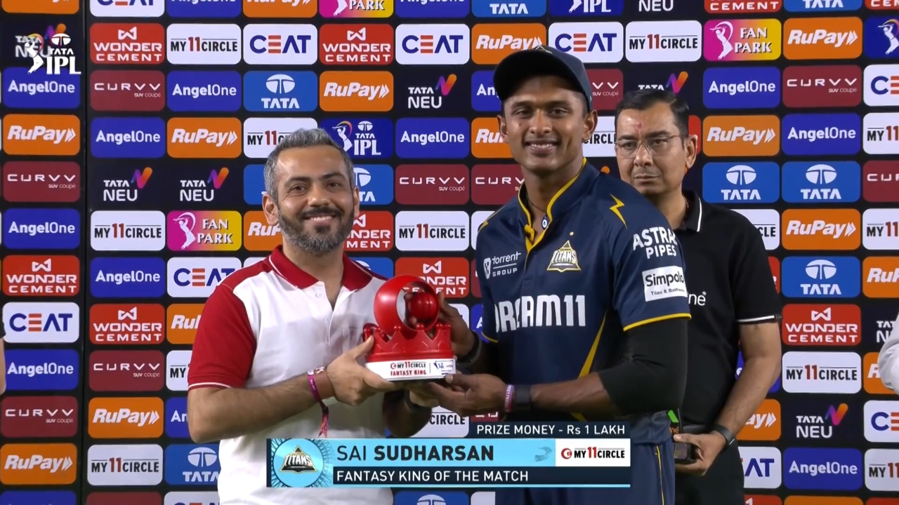 IPL 2025 M23: GT vs RR - My11Circle Fantasy King of The Match - Sai Sudharsan