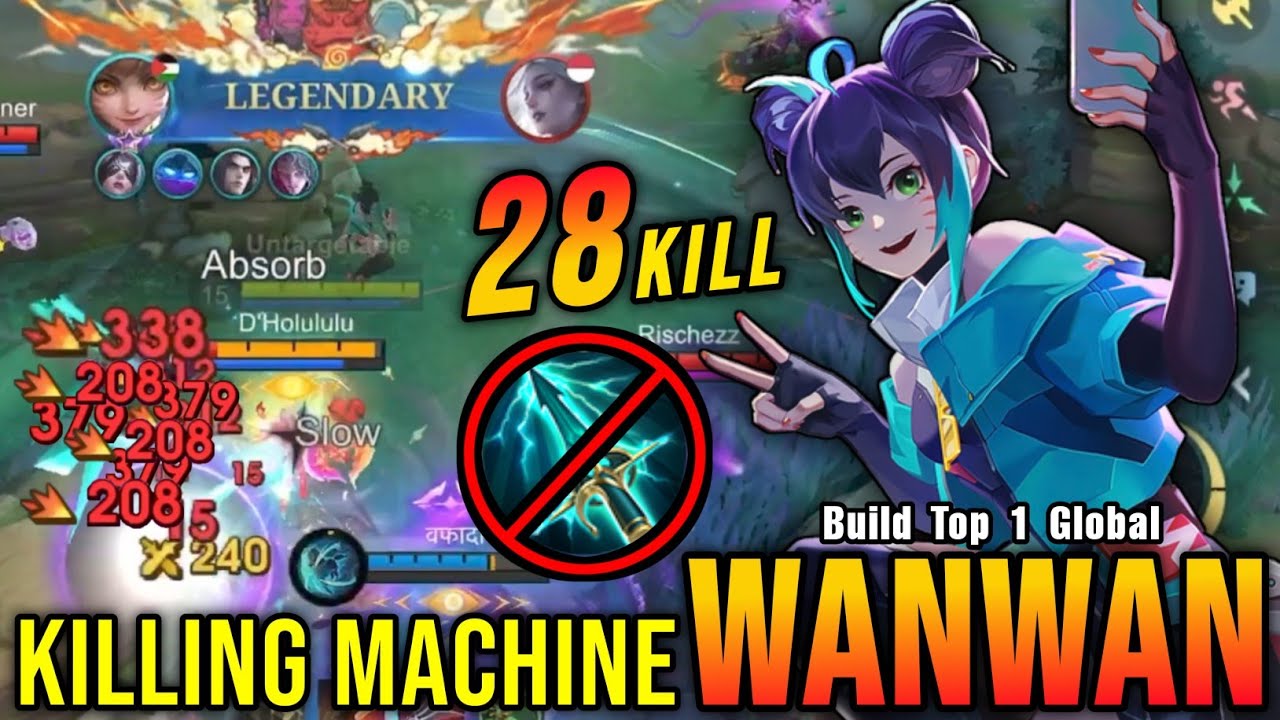 28 Kills!! Killing Machine Wanwan MVP 18.2 Points!! - Build Top 1 Global Wanwan ~ MLBB