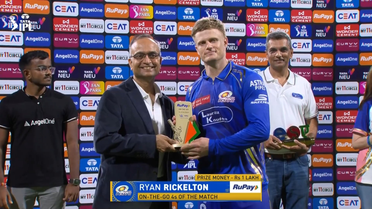 IPL 2025 M45: MI vs LSG - RuPay On-The-Go 4s of the Match - Ryan Rickelton