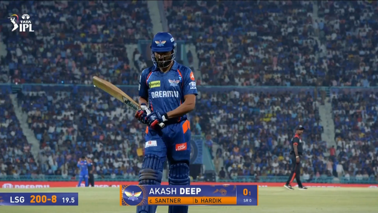 IPL 2025 M16: LSG vs MI - Akash Deep Wicket