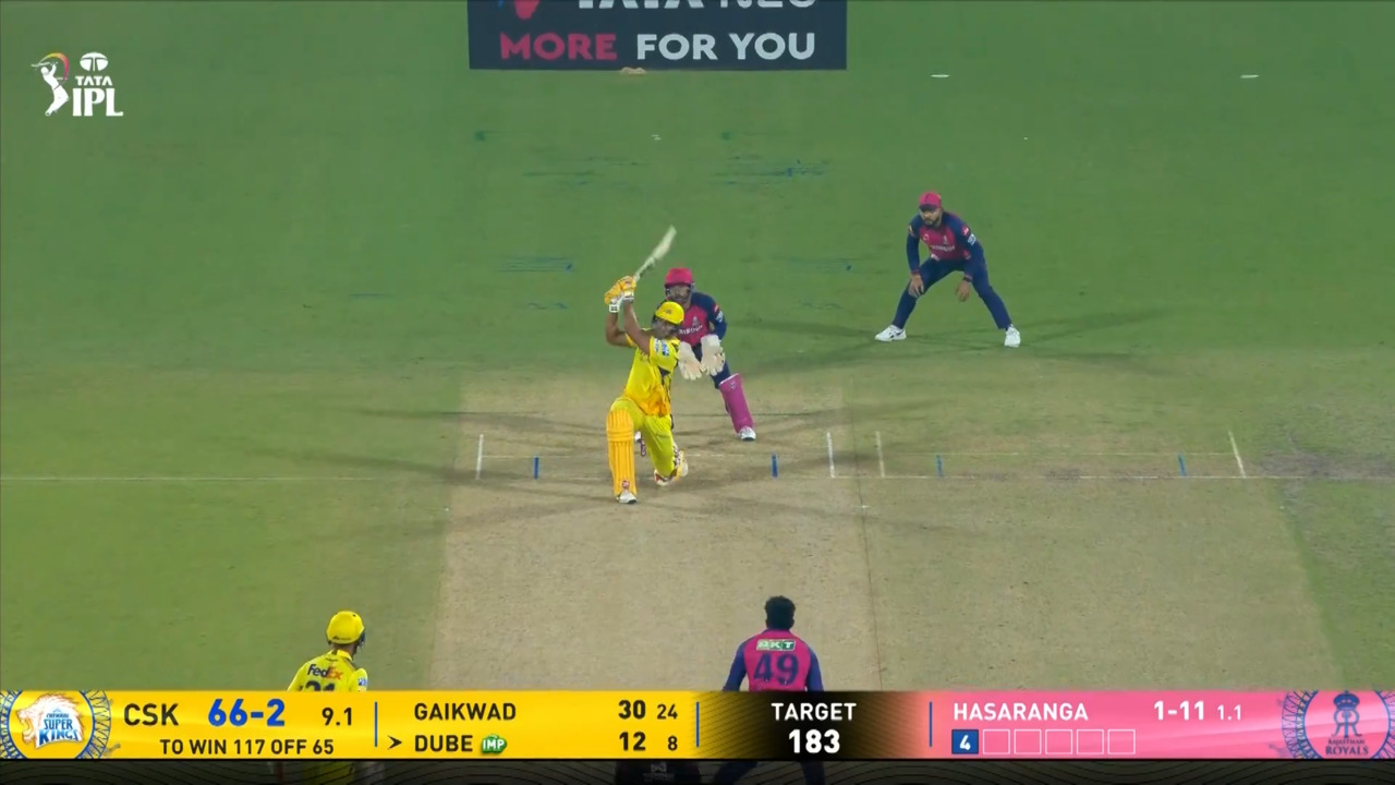 IPL 2025 M11: RR vs CSK - Shivam Dube Six