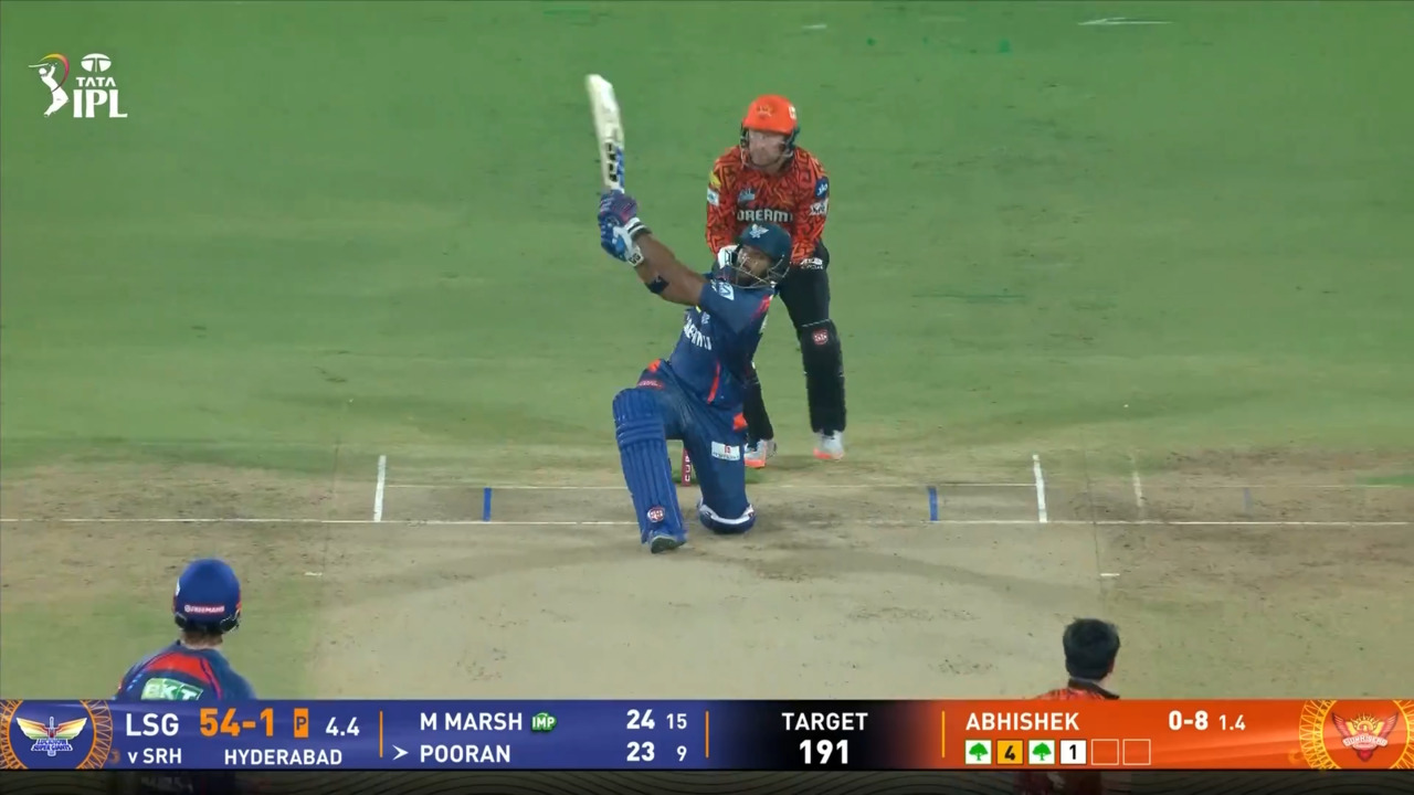 IPL 2025 M07: SRH vs LSG - Nicholas Pooran Six - like IPL 2026 M65: KKR vs MI - Cameron Green Wicket but longer