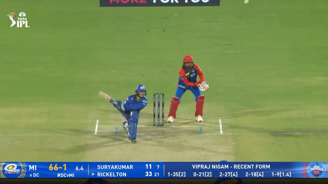 IPL 2025 M29: DC vs MI - Ryan Rickelton Six