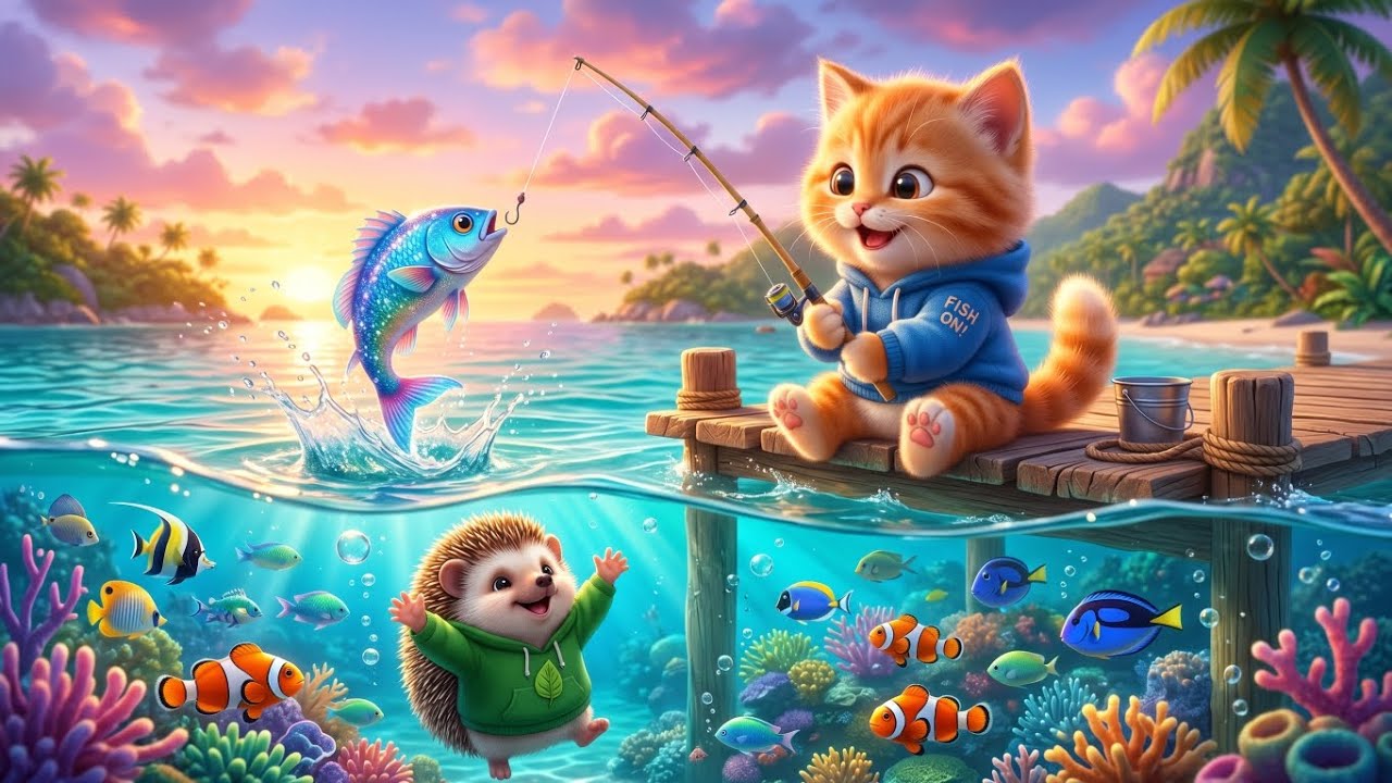 Cute Cat & Hedgehog Go Fishing Together But a Storm Causes a Terrible Accident π’π±ππ§οΈ