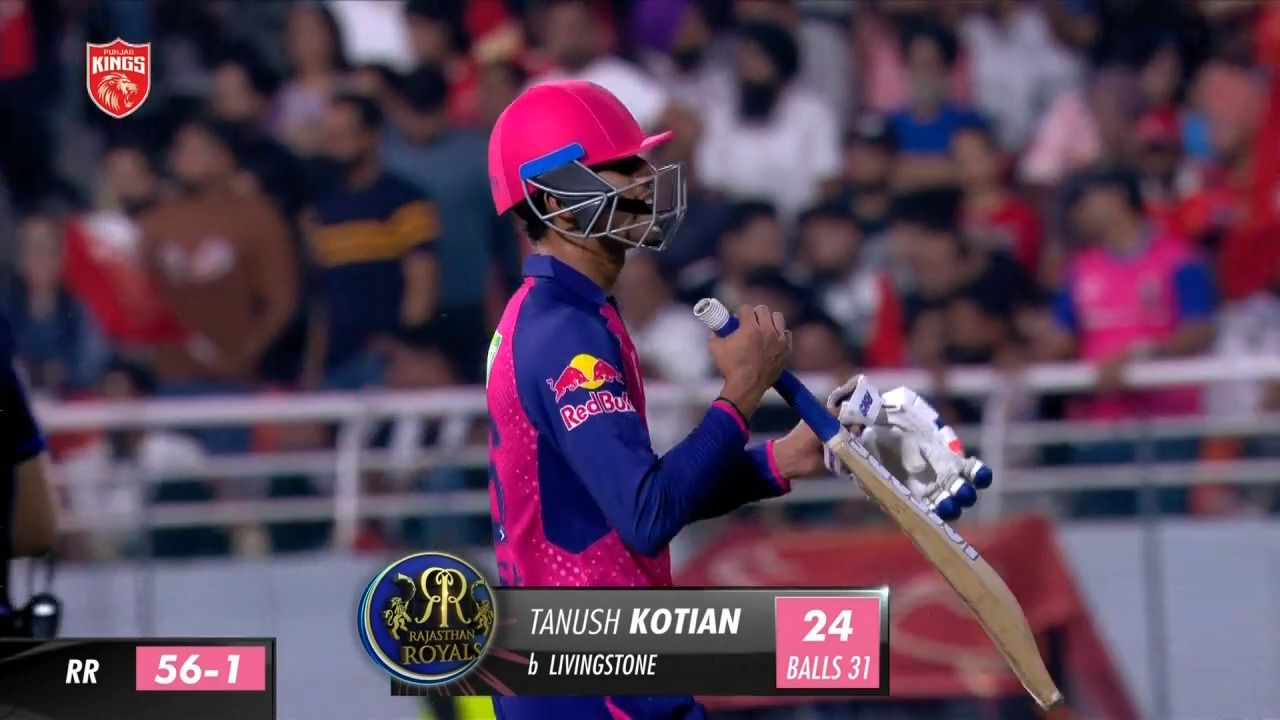 M27: PBKS vs RR – Tanush Kotian Wicket background