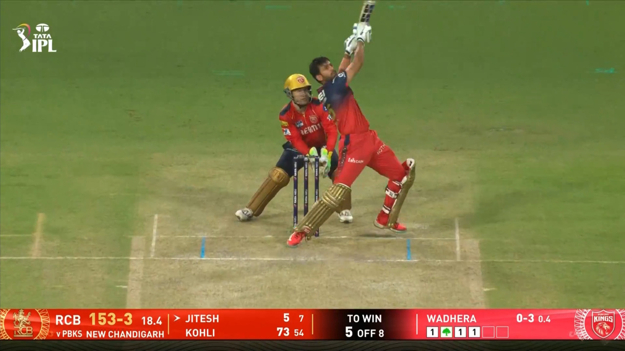 IPL 2025 M37: PBKS vs RCB - Jitesh Sharma Six background