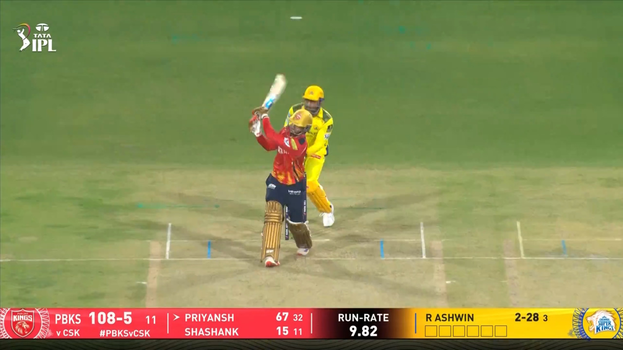 IPL 2025 M22: PBKS vs CSK - Priyansh Arya Six