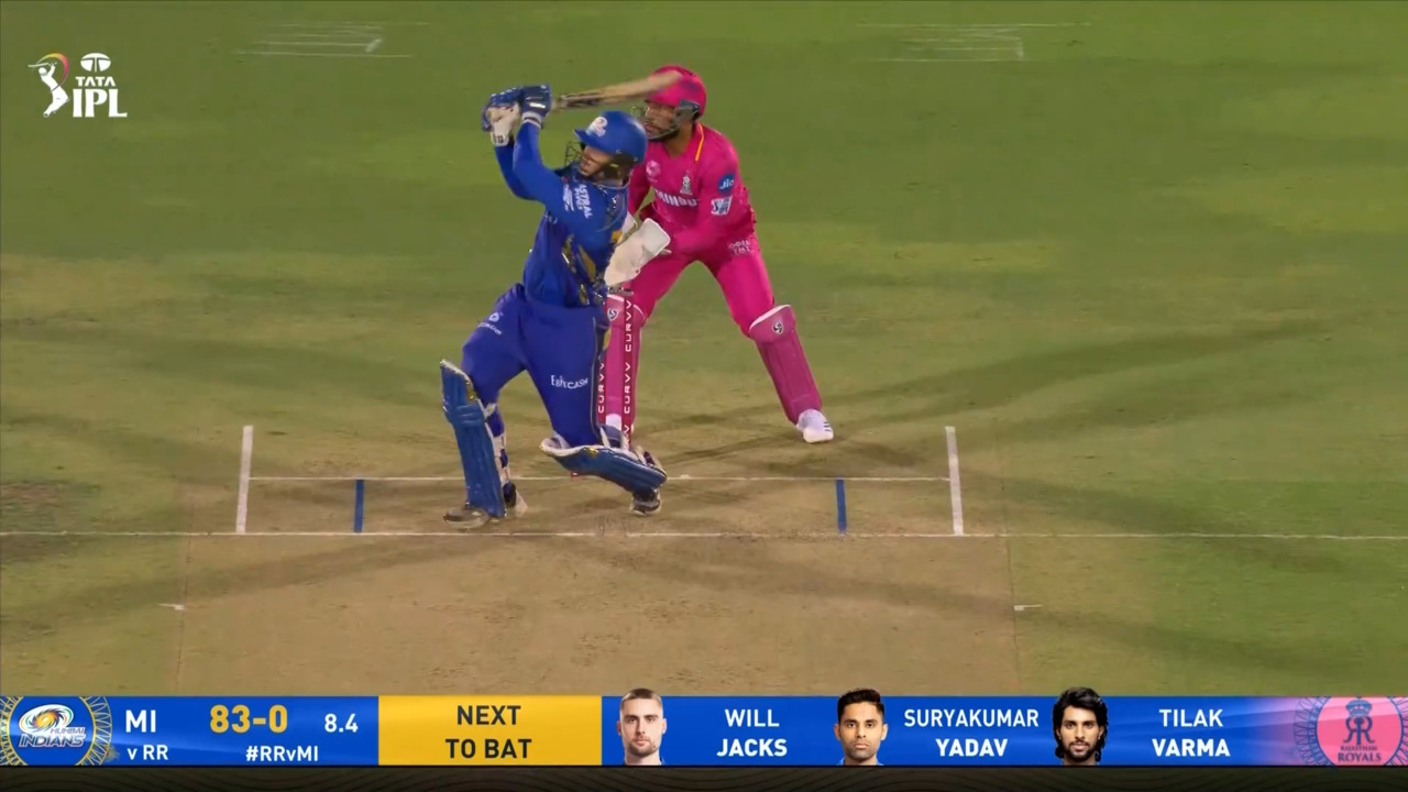 IPL 2025 M50: RR vs MI - Ryan Rickelton Six