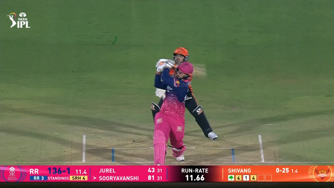 IPL 2026 M36: RR vs SRH - Vaibhav Sooryavanshi Six