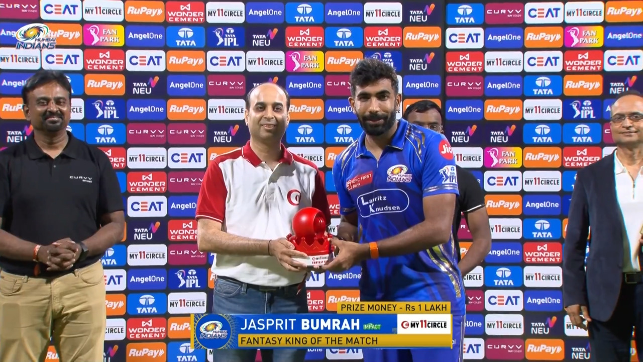 IPL 2025 M45: MI vs LSG - My11Circle Fantasy King of The Match - Jasprit Bumrah