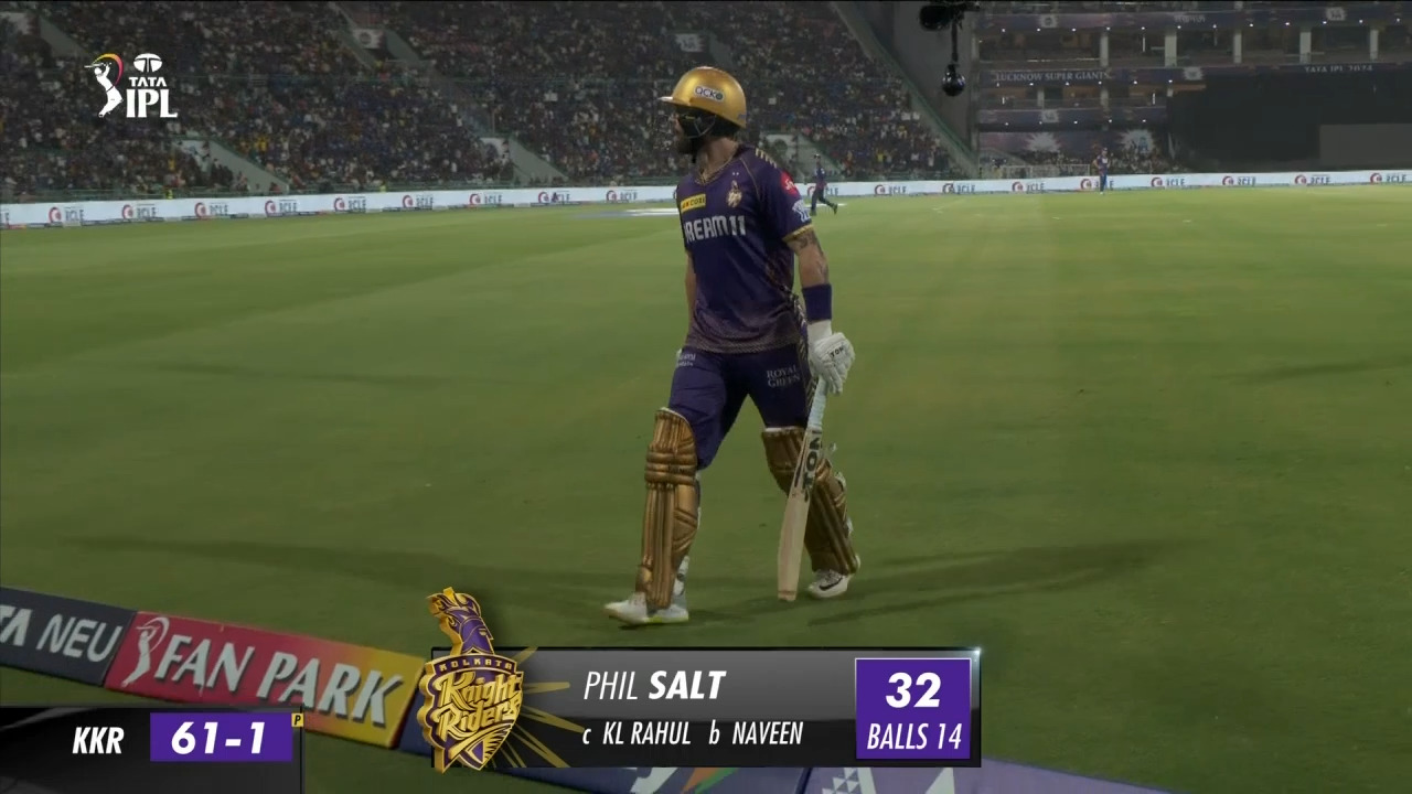 M54: LSG vs KKR – Phil Salt Wicket background