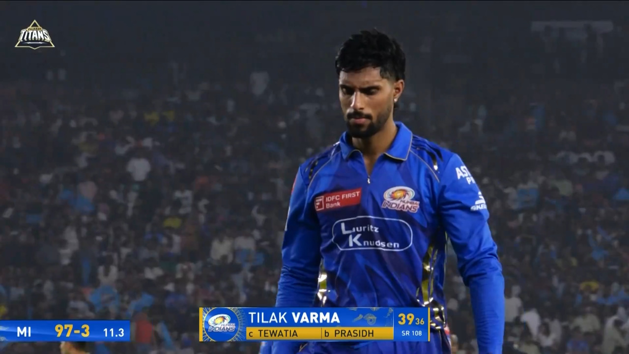 IPL 2025 M09: GT vs MI - Tilak Varma Wicket