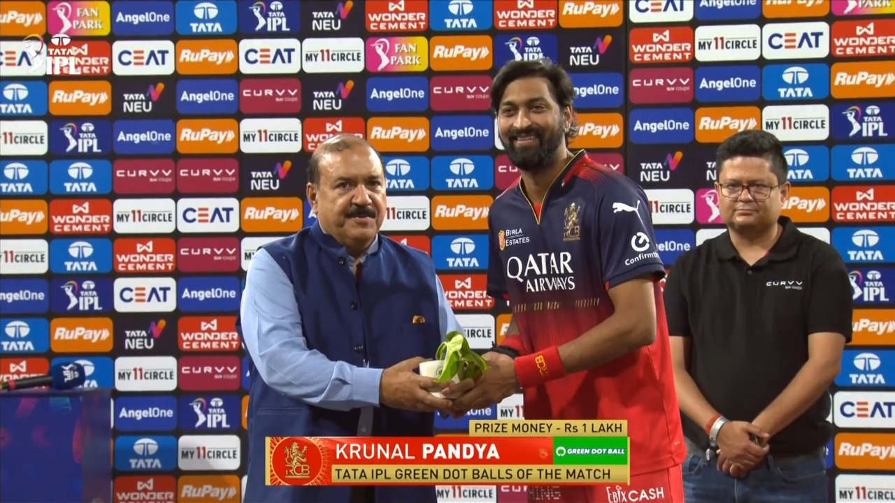 IPL 2025 M37: PBKS vs RCB - TATA IPL Green Dot Balls of the Match - Krunal Pandya