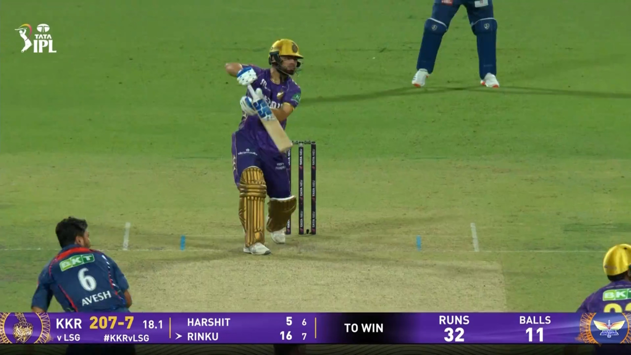 IPL 2025 M19: KKR vs LSG - Rinku Singh Six