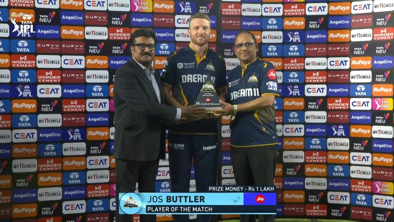 IPL 2025 M35: GT vs DC - Player of the Match - Jos Buttler
