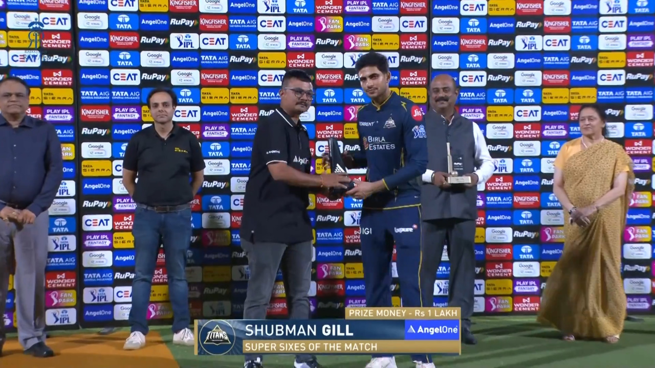IPL 2026 M52: RR vs GT - Angel One Super Sixes of the Match - Shubman Gill
