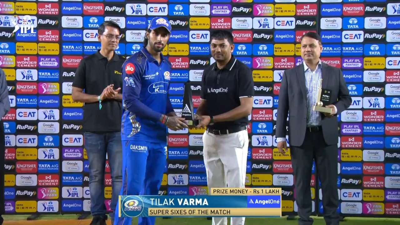 IPL 2026 M30: GT vs MI - Angel One Super Sixes of the Match - Tilak Varma