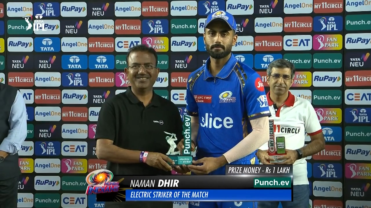 M05: GT vs MI – Punch.ev Electric Striker of the Match – Naman Dhir