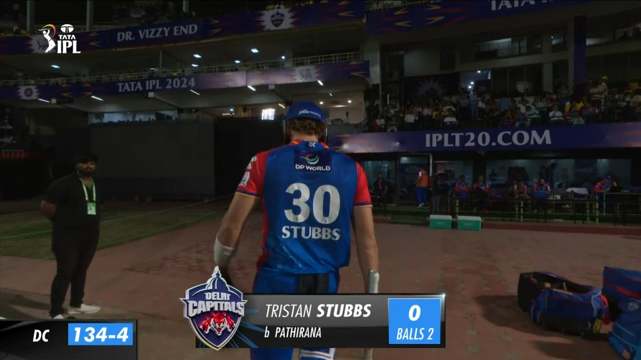 M13: DC vs CSK – Tristan Stubbs Wicket background