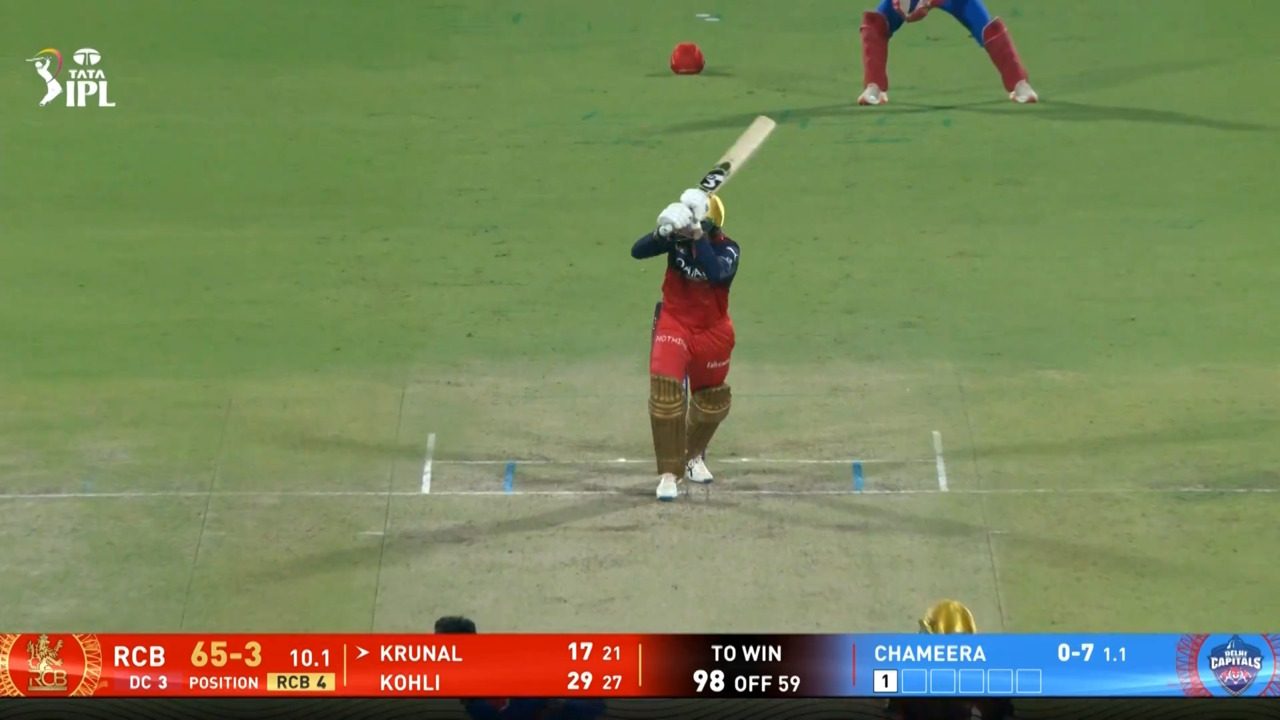 IPL 2025 M46: DC vs RCB - Krunal Pandya Six