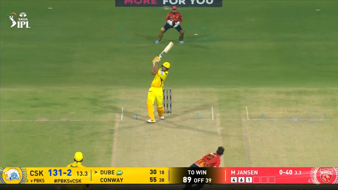 IPL 2025 M22: PBKS vs CSK - Shivam Dube Six background