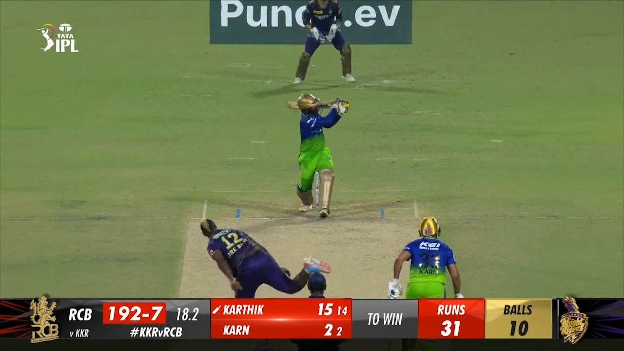 M36: KKR vs RCB – Dinesh Karthik Six background