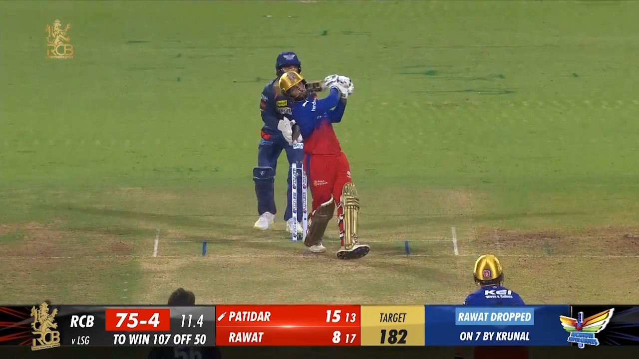 M15: RCB vs LSG – Rajat Patidar Six
