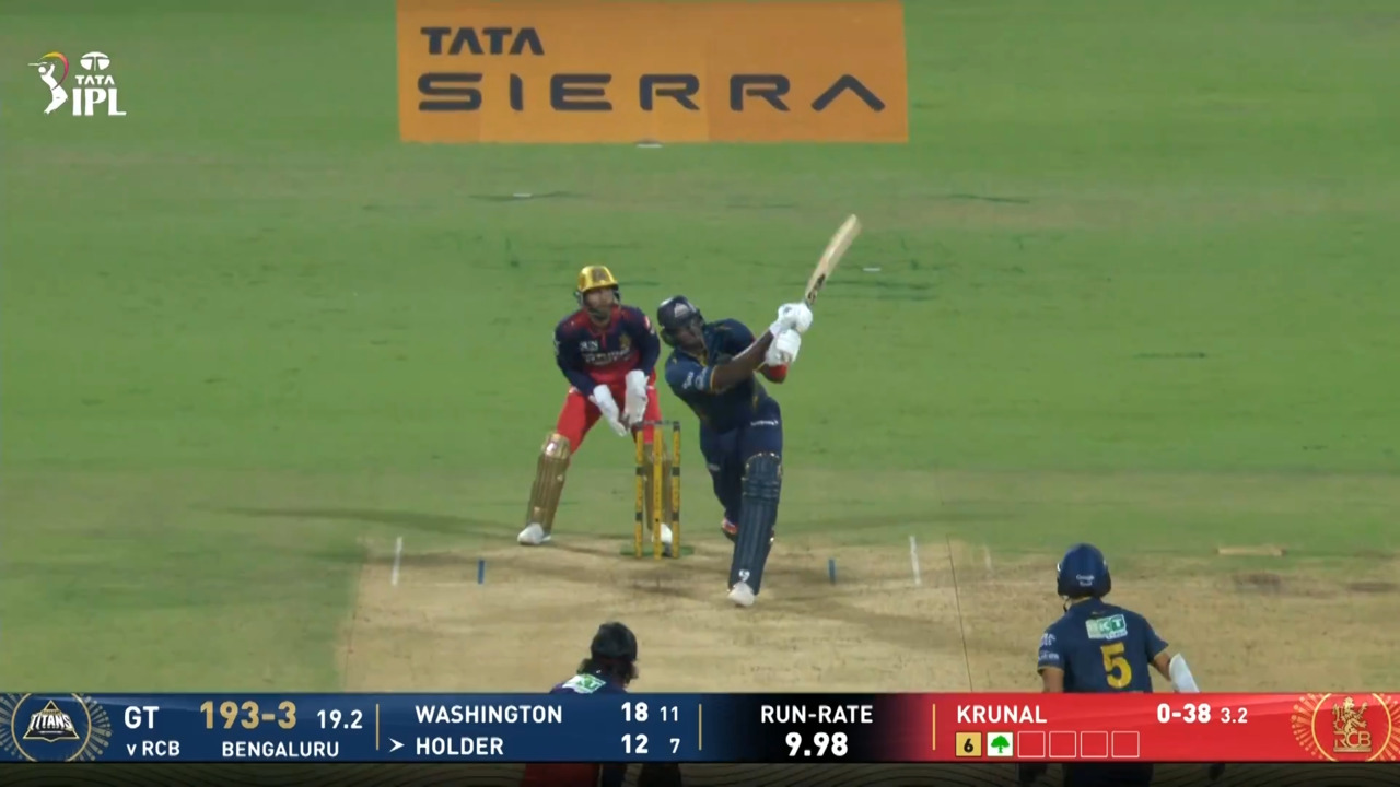 IPL 2026 M34: RCB vs GT - Jason Holder Six