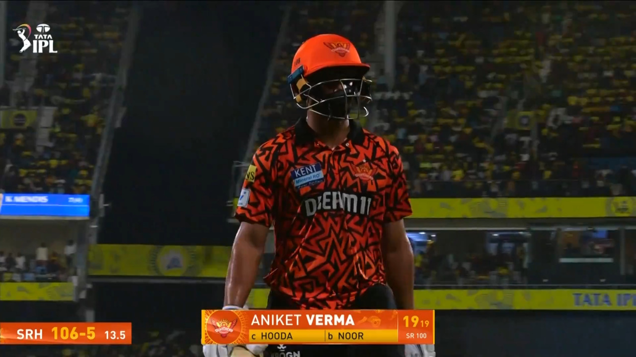 IPL 2025 M43: CSK vs SRH - Aniket Verma Wicket