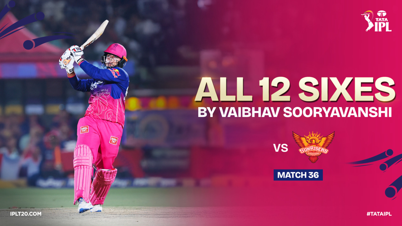 All 12 sixes by Vaibhav Sooryavanshi against SRH