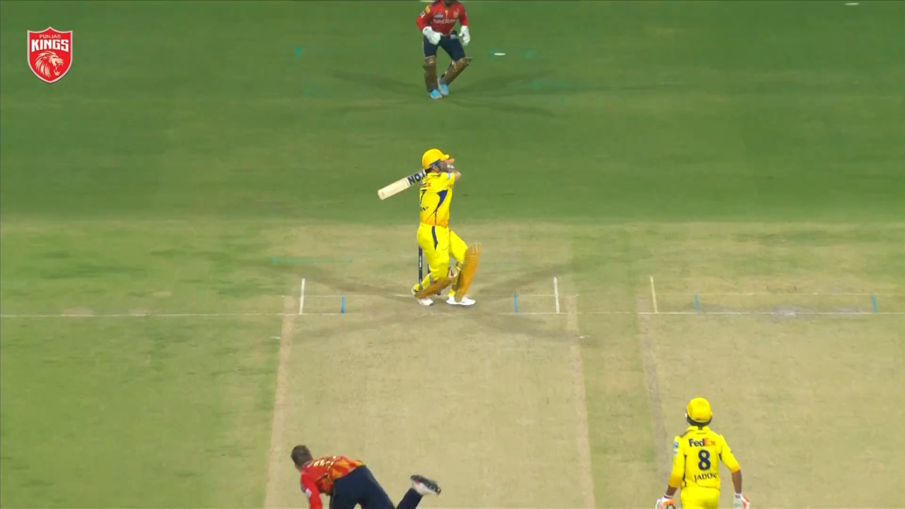IPL 2025 M22: PBKS vs CSK - MS Dhoni Six background