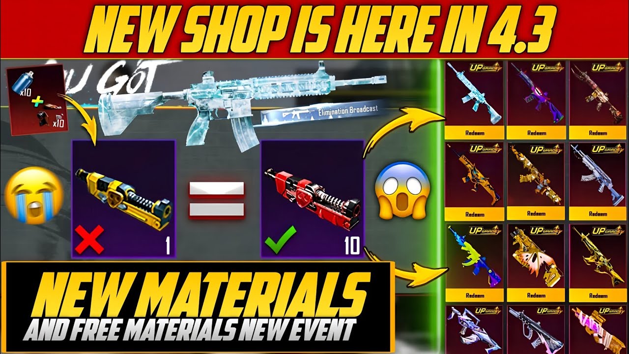 New Materials And New Shop In 4.3 Update | 4.3 Update New Changes Free Materials And Gun Skin |PUBGM