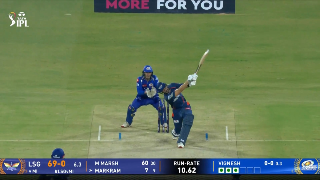 IPL 2025 M16: LSG vs MI - Aiden Markram Six