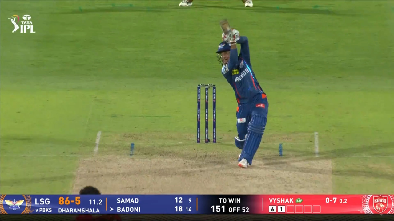 IPL 2025 M54: PBKS vs LSG - Ayush Badoni Six
