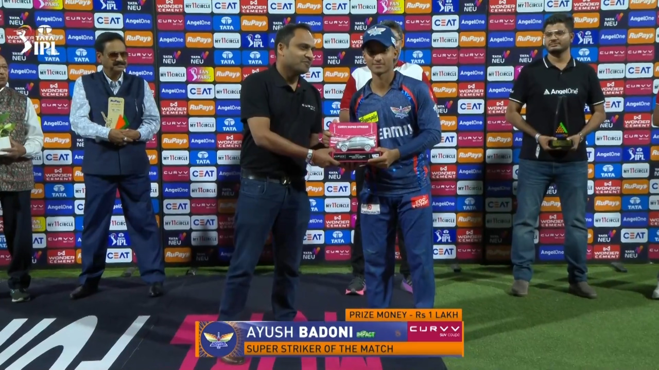 IPL 2025 M40: LSG vs DC - Curvv Super Striker of the Match - Ayush Badoni background