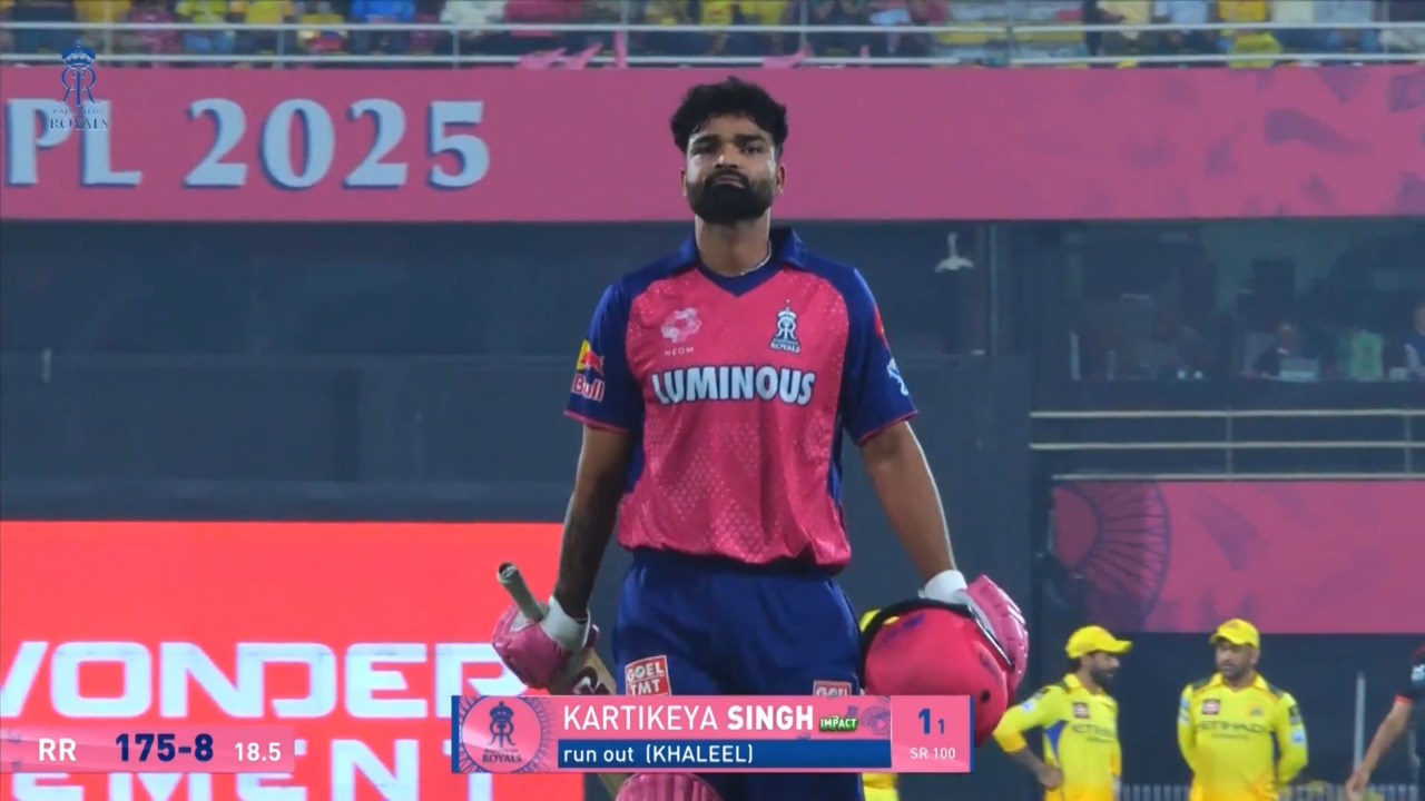 IPL 2025 M11: RR vs CSK - Kumar Kartikeya Singh Wicket