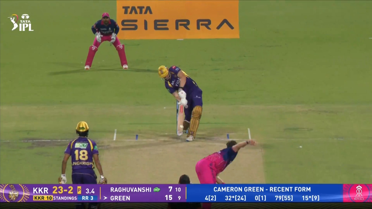 IPL 2026 M28: KKR vs RR - Cameron Green Six