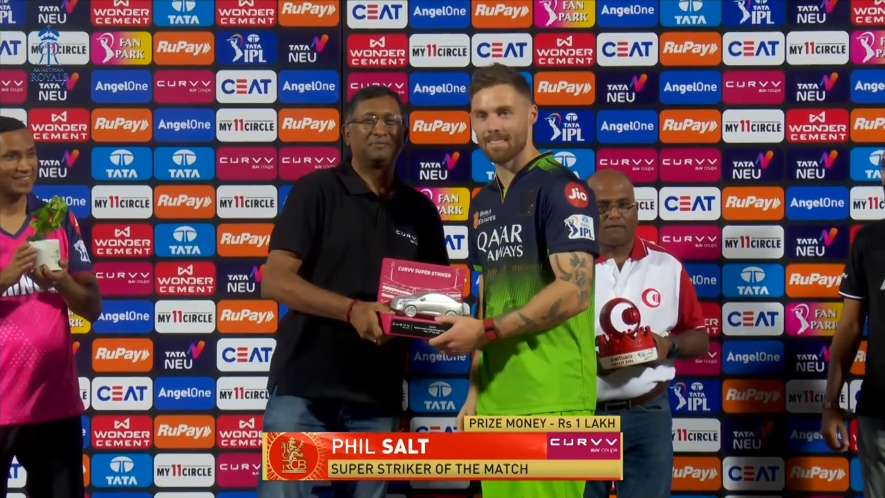 IPL 2025 M28: RR vs RCB - Curvv Super Striker of the Match - Phil Salt