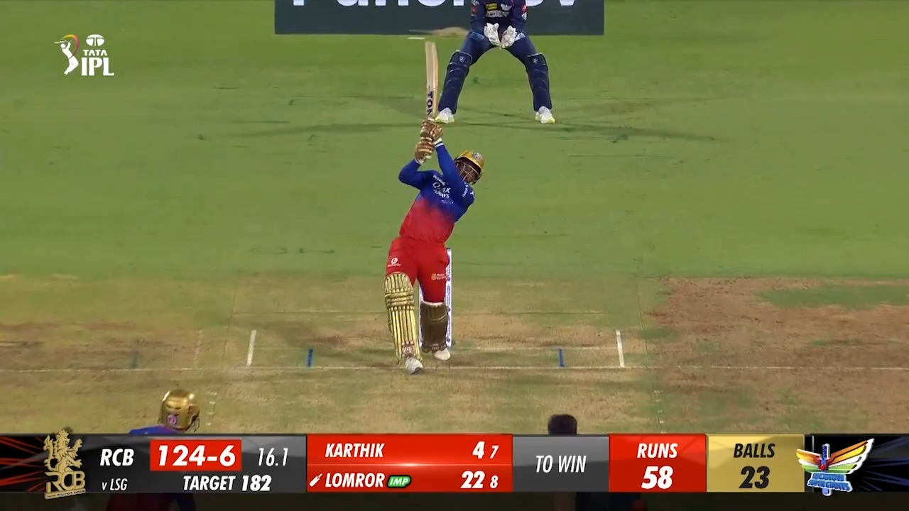 M15: RCB vs LSG – Mahipal Lomror Six