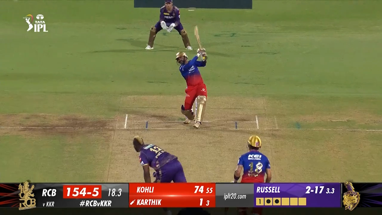 M10: RCB vs KKR – Dinesh Karthik Six