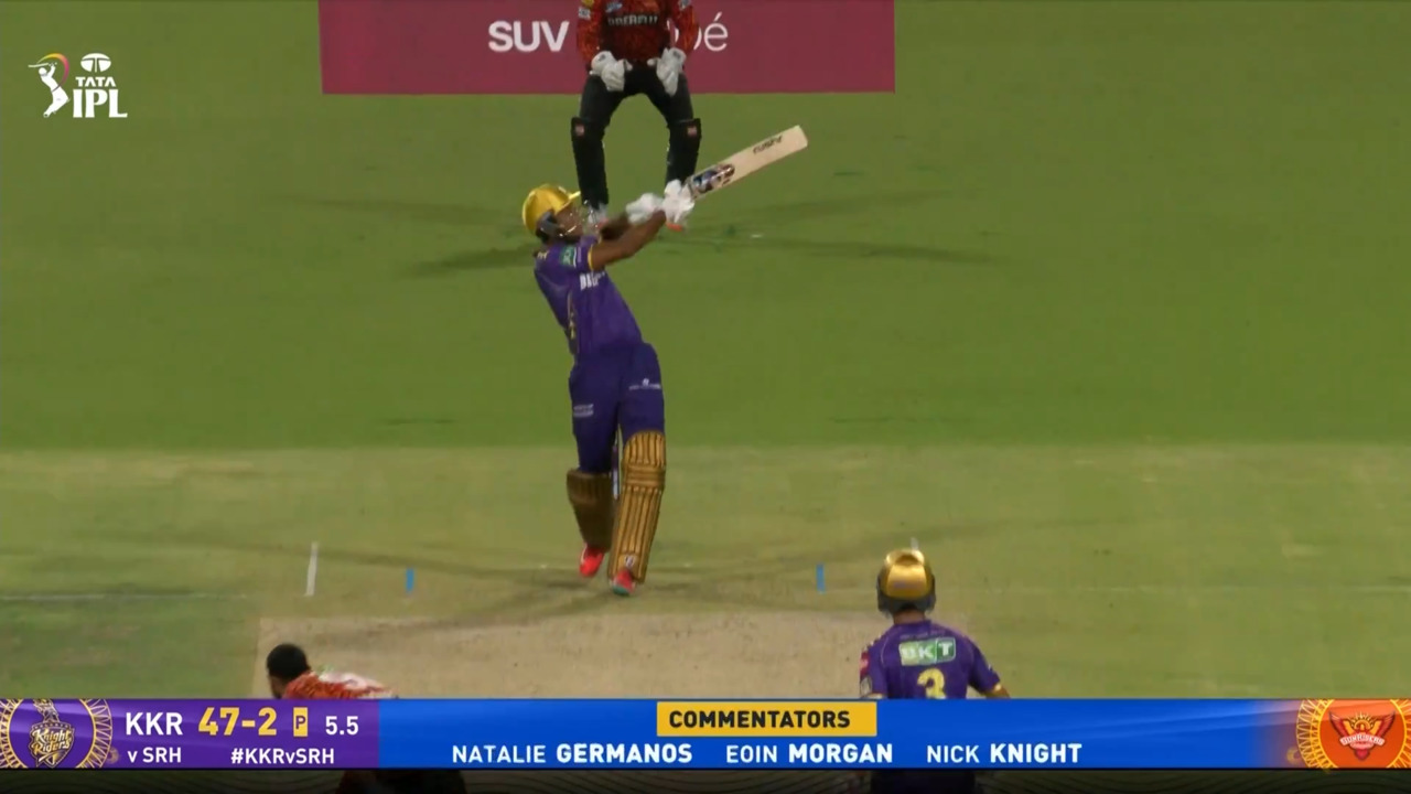 IPL 2025 M15: KKR vs SRH - Angkrish Raghuvanshi Six background