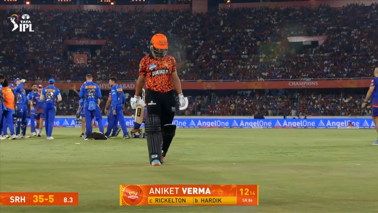 IPL 2025 M41: SRH vs MI - Aniket Verma Wicket