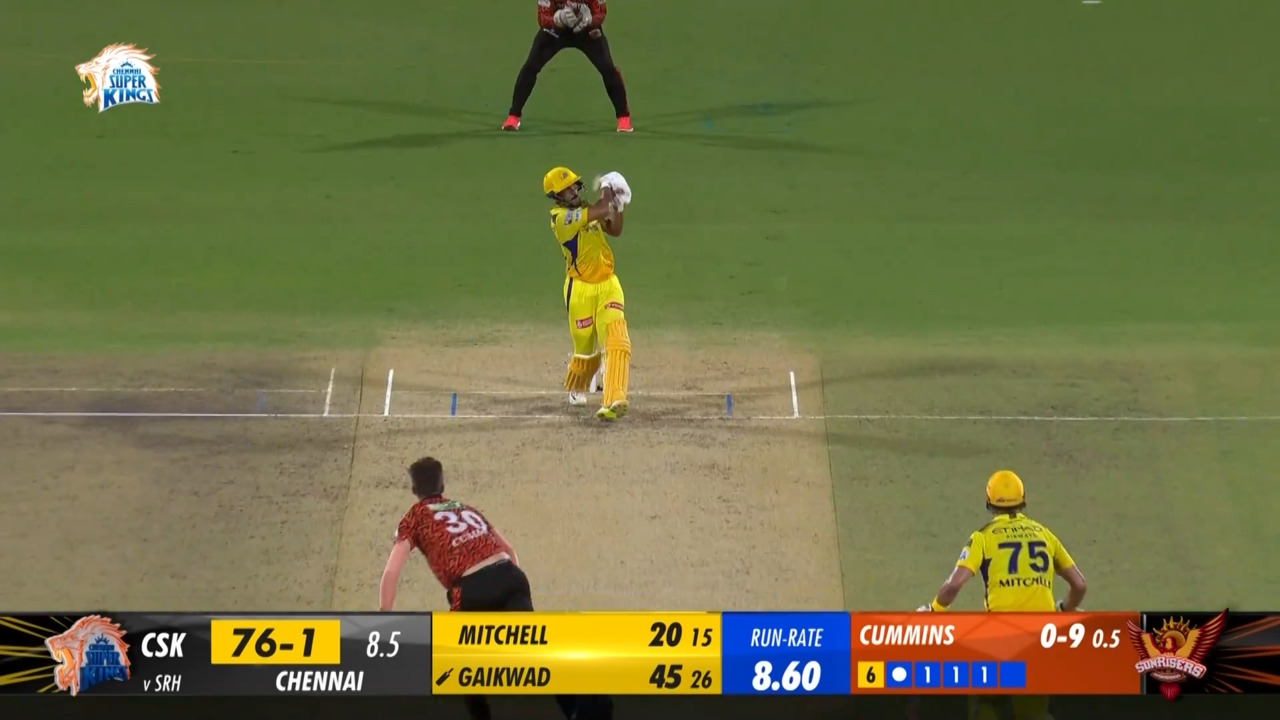 M46: CSK vs SRH – Ruturaj Gaikwad Six background