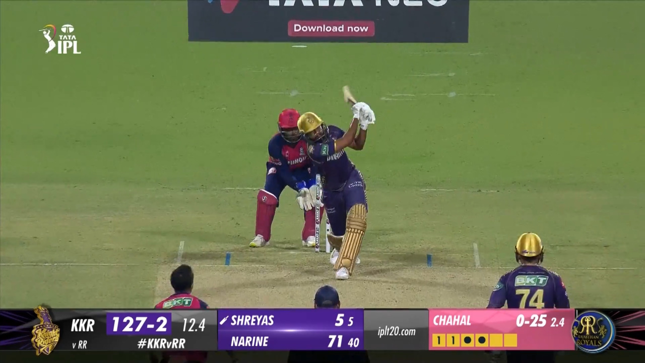 M31: KKR vs RR – Shreyas Iyer Six background