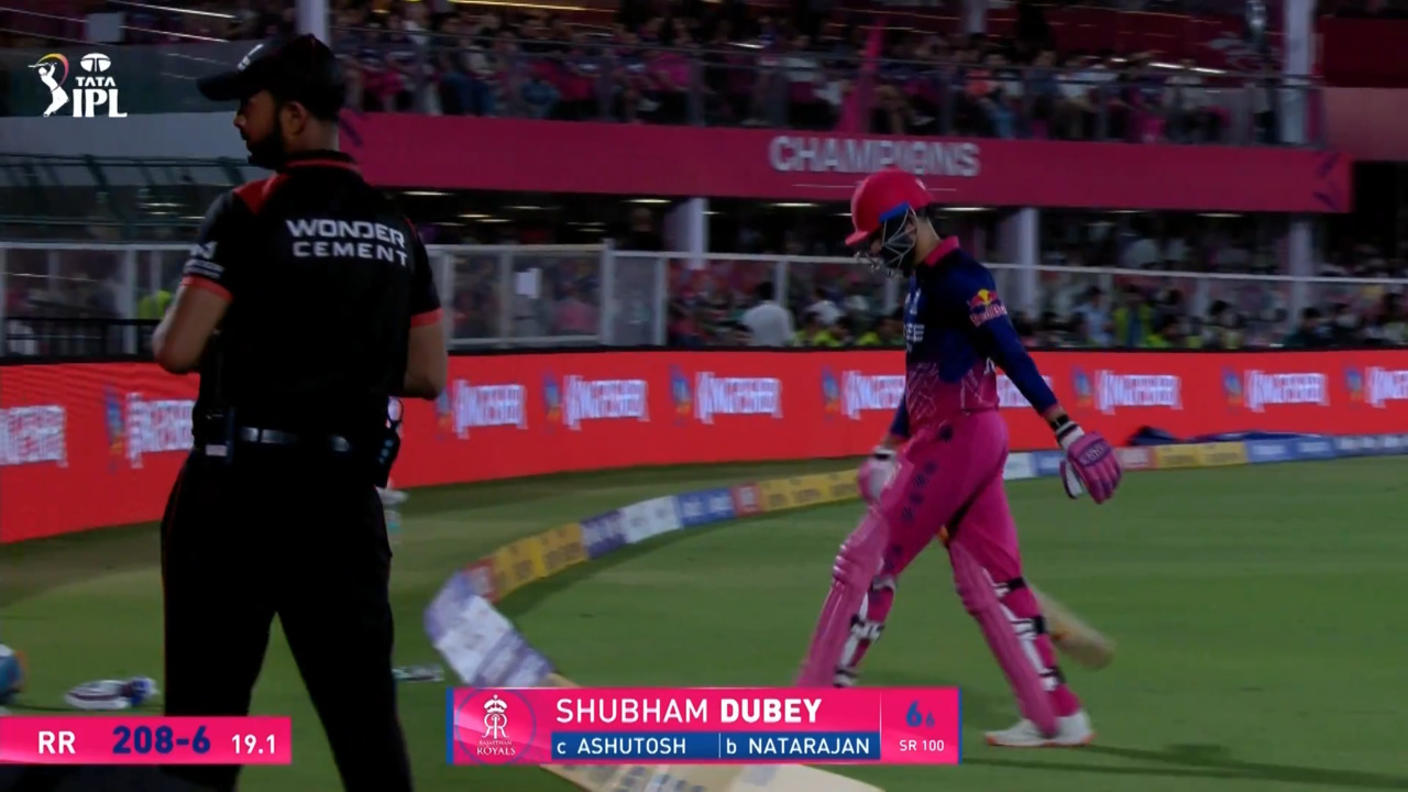 IPL 2026 M43: RR vs DC - Shubham Dubey Wicket