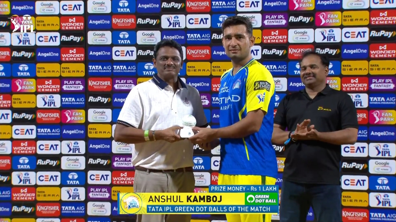 IPL 2026 M44: CSK vs MI - TATA IPL Green Dot Balls of the Match - Anshul Kamboj
