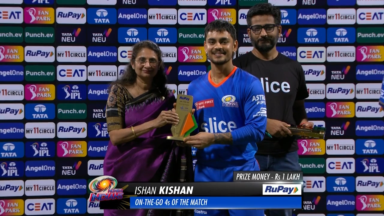 M25: MI vs RCB – RuPay On-The-Go 4s of the Match – Ishan Kishan backdrop