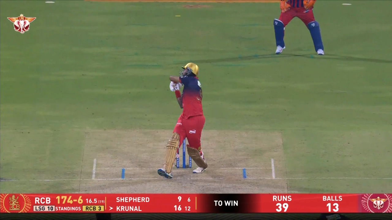 IPL 2026 M50: LSG vs RCB - Krunal Pandya Six