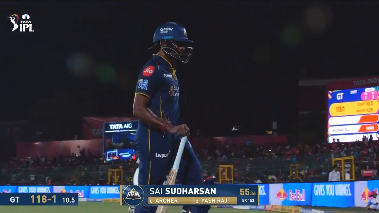 IPL 2026 M52: RR vs GT - Sai Sudharsan Wicket